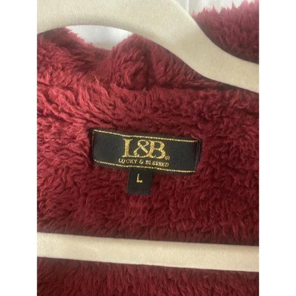 Lucky & Blessed‎ Womens L Burgundy Southwest Aztec Fleece Lined Vest Cardigan - Picture 7 of 11